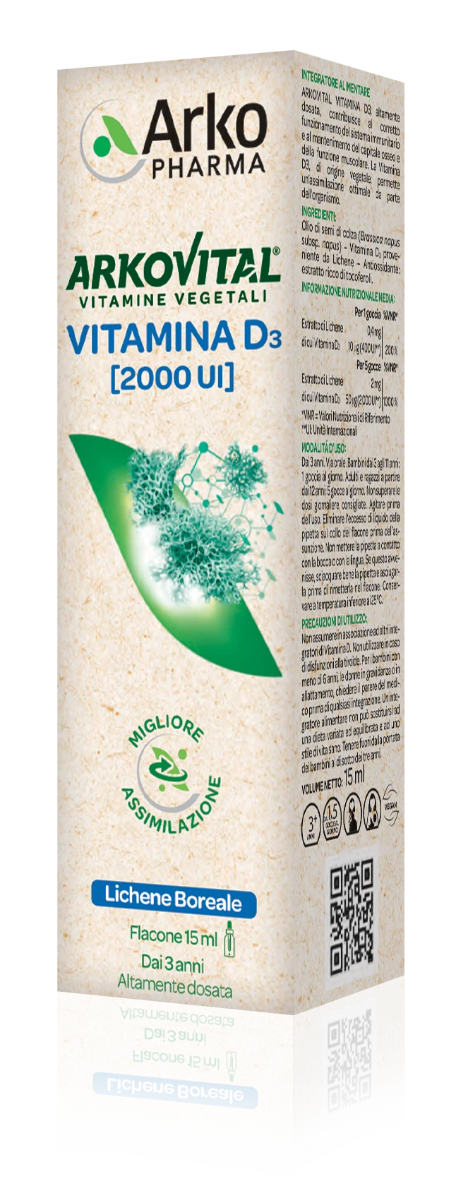 Arkopharma Arkovital Vitamina D3 15 ml Integratore Naturale Vitamina D3
