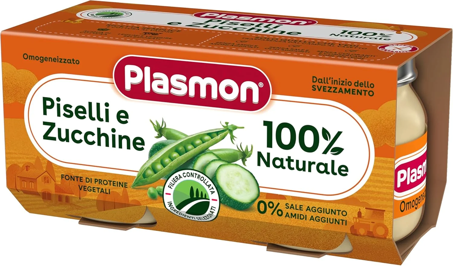 Plasmon Omogeneizzato Piselli Zucchine 80 gx2P Senza Sale Aggiunto