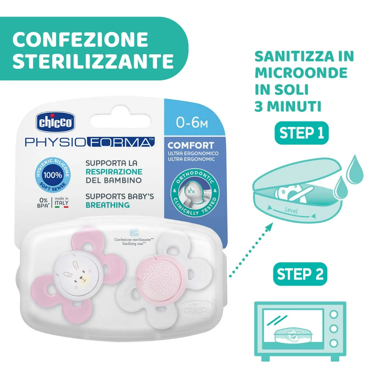 Chicco Succhietto Comfort Girl Silicone 2 Pezzi 0-6 mesi