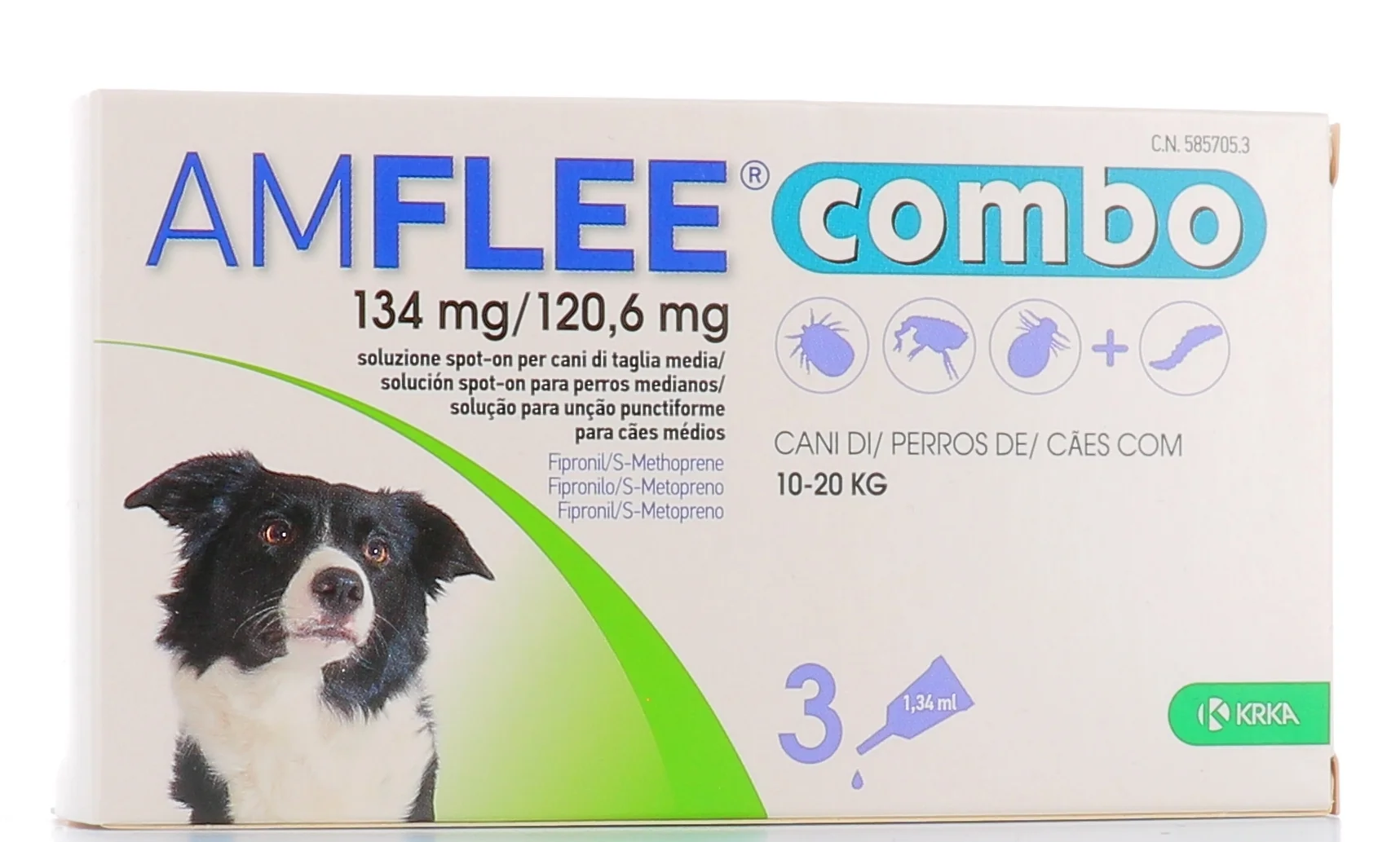 Amflee Combo 134Mg/120,6Mg Cani (1020Kg) Krka 3 Pipette