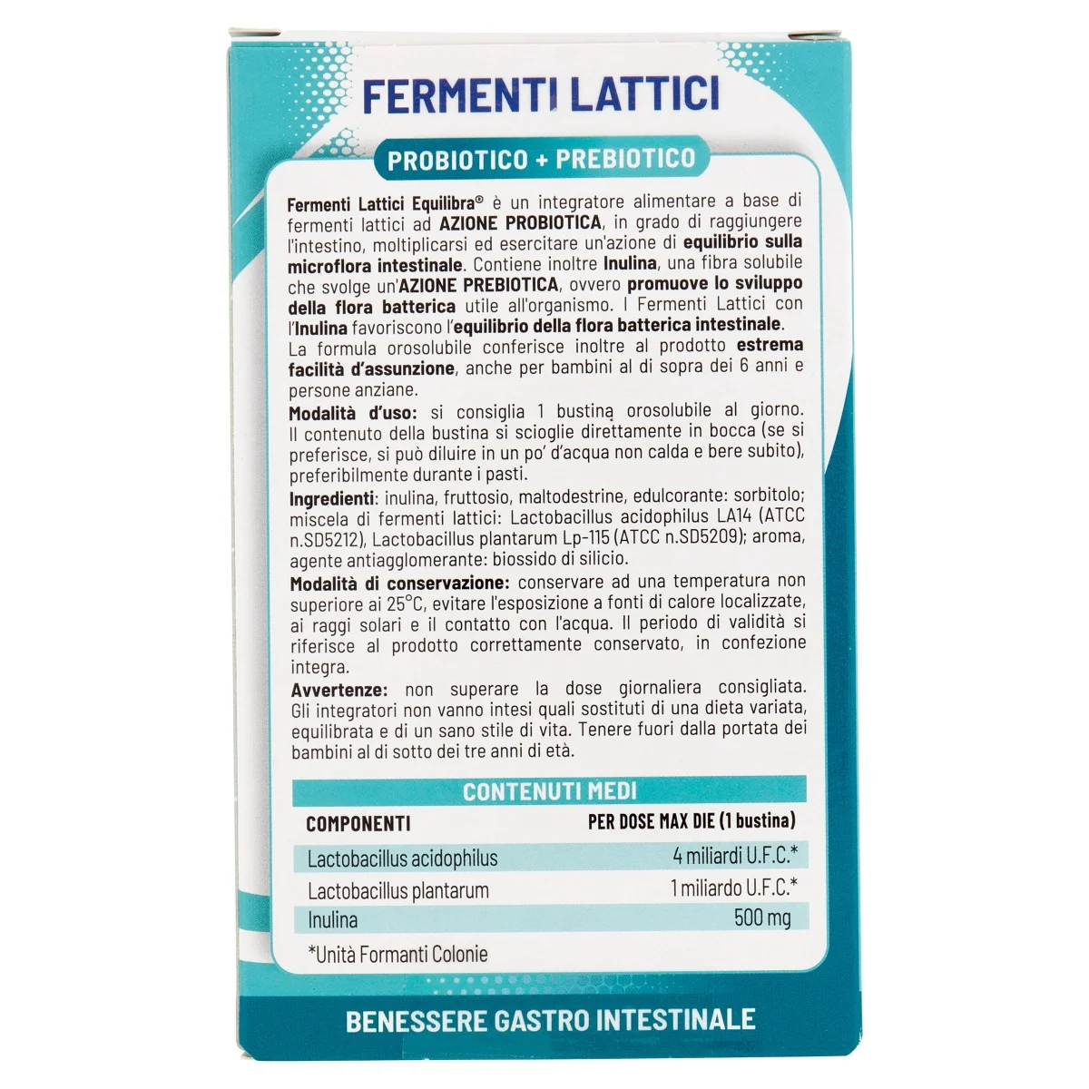 Equilibra Fermenti Lattici 10 Bustine Integratore per l'Equilibrio Intestinale