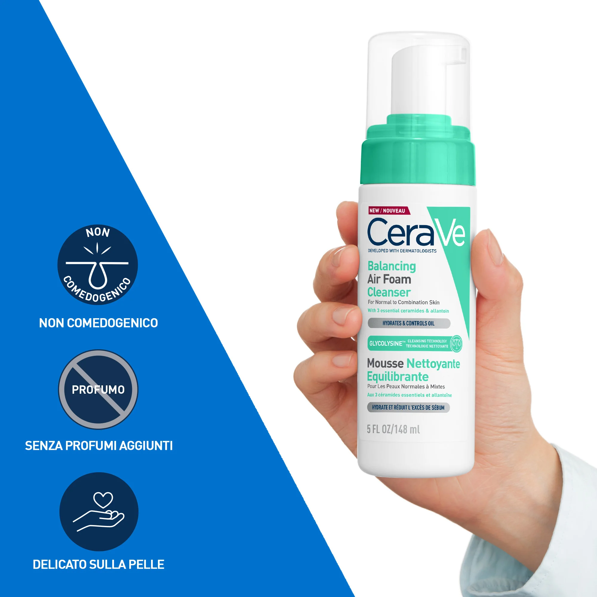 Cerave Detergente Mousse Riequilibrante 148 ml Pelle da Normale a Mista