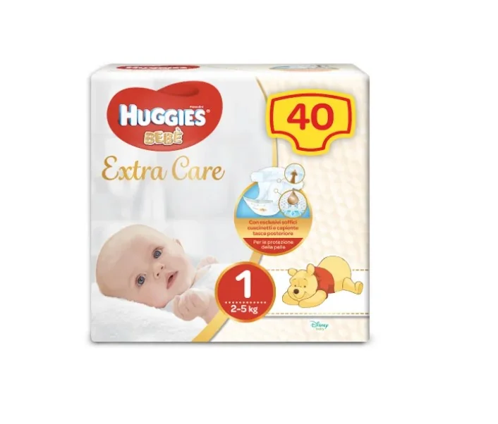 Huggies Extra Care Grande 40 Pezzi Taglia 1