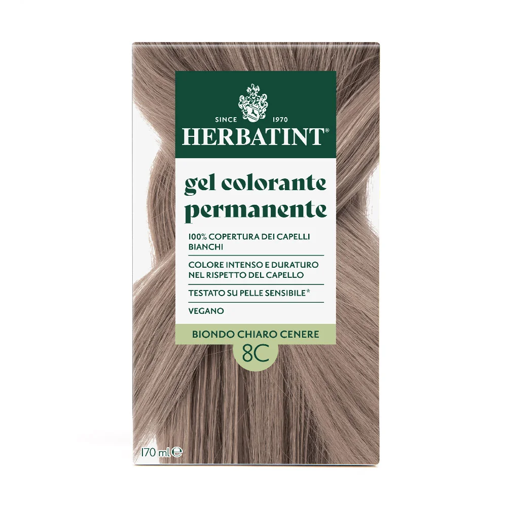 Herbatint Gel Colorante Permanente 8C Biondo Chiaro Cenere 170 Ml Colore Intenso e Duraturo
