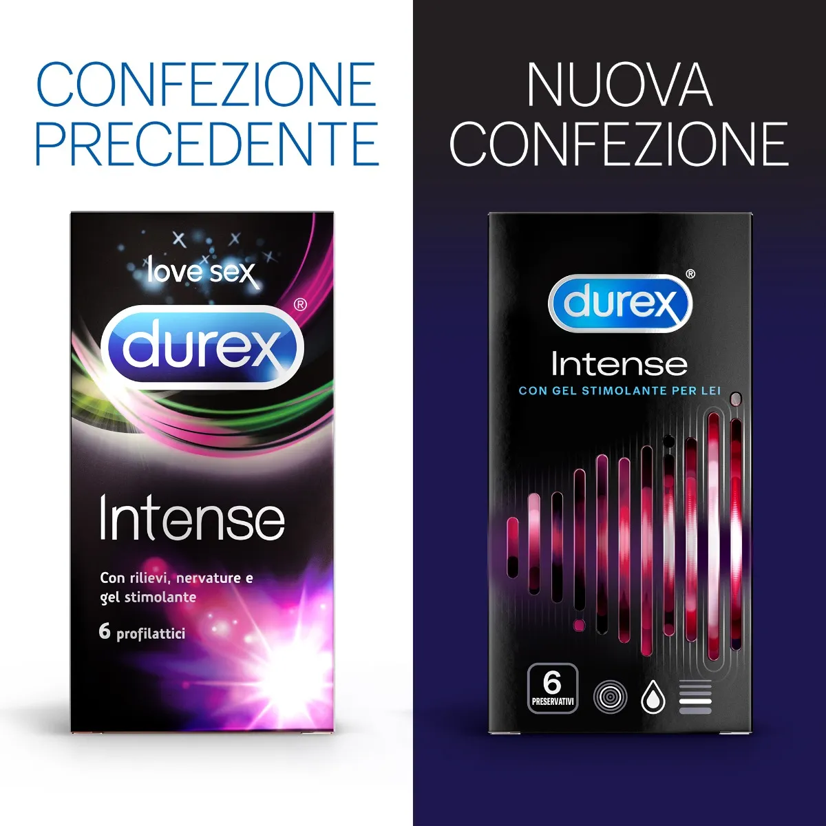Durex Intense Preservativi 6 Pezzi Con Rilievi e Nervature Stimolanti