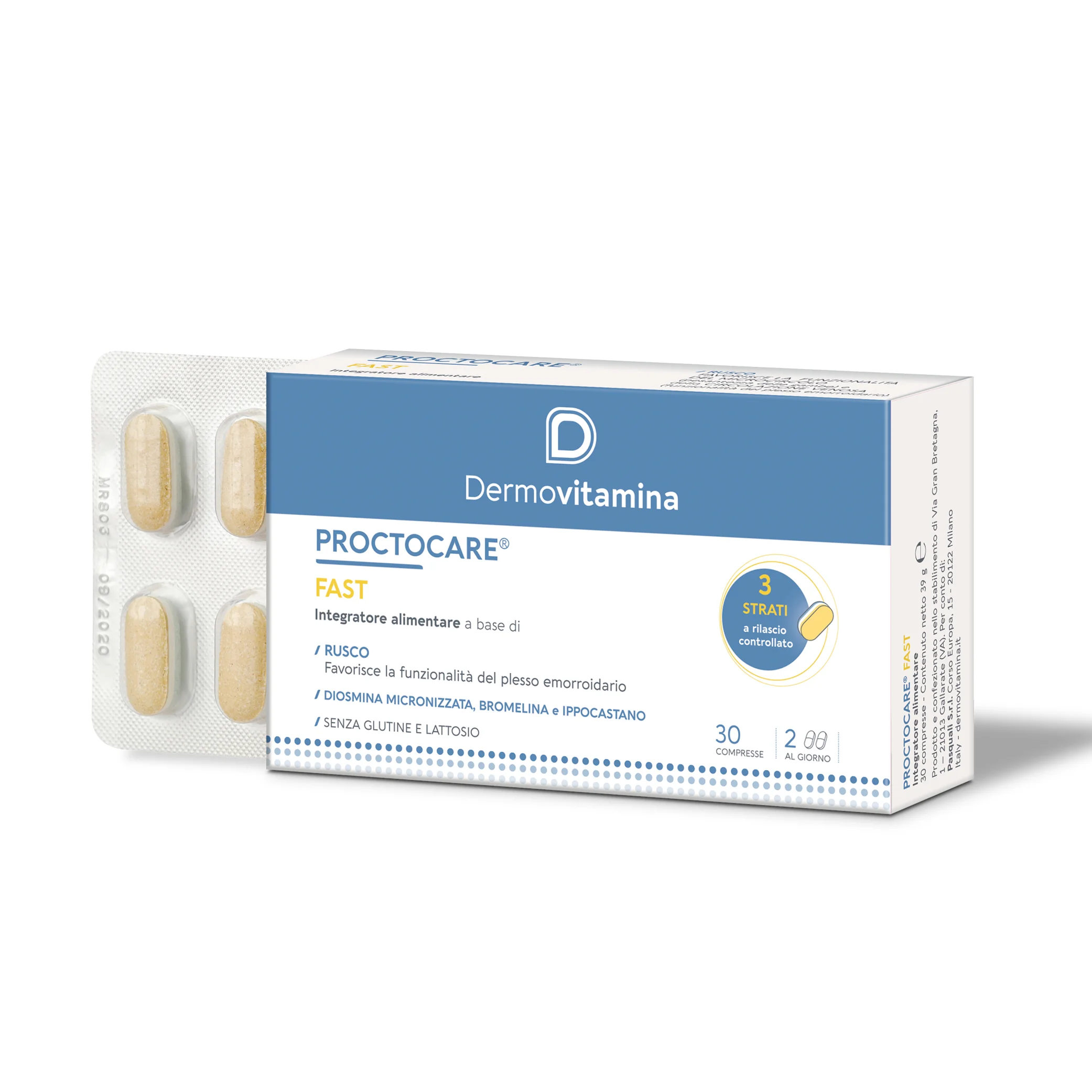 Dermovitamina Proctocare Fast 30 Compresse Favorisce la Funzionalità del Plesso Emorroidario