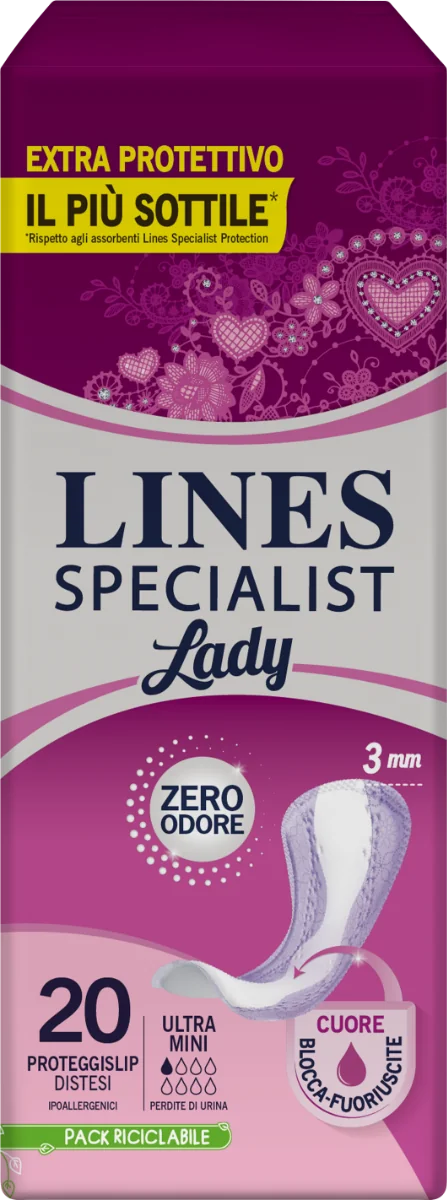 Pannolone Sagomato Lines Specialist Ultramini 20 Pezzi Perdite Leggere