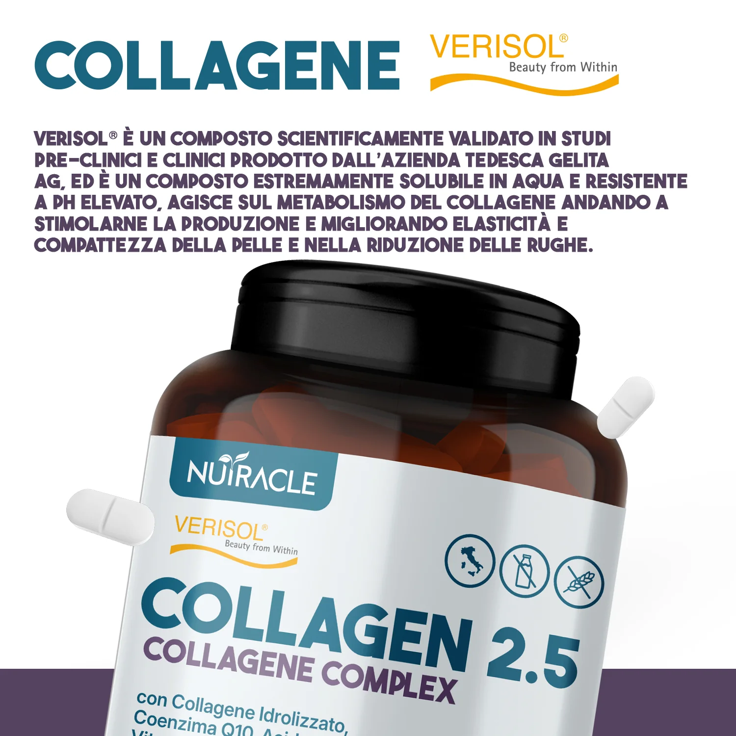 Nutracle Collagen 2,5 120 Compresse per Pelle, Capelli e Unghie