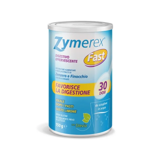 Zymerex Fast Digestivo Effervescente Gusto Limone Con Stevia 150 g Digestione e Gonfiore
