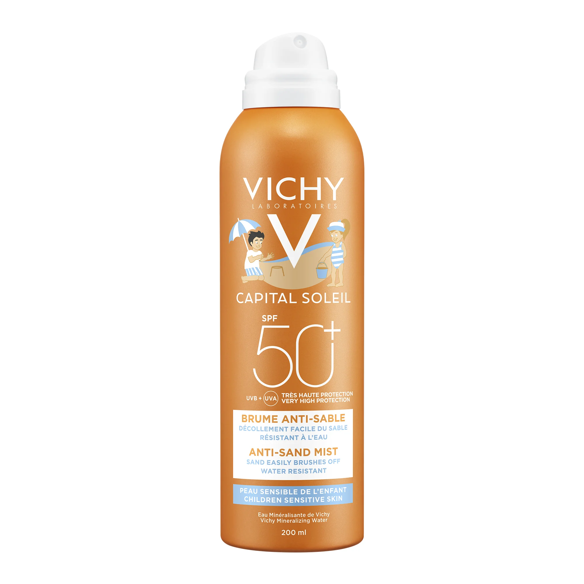 Vichy Ideal Soleil Spray Solare SPF50, 200 Ml Anti-sabbia per bambini