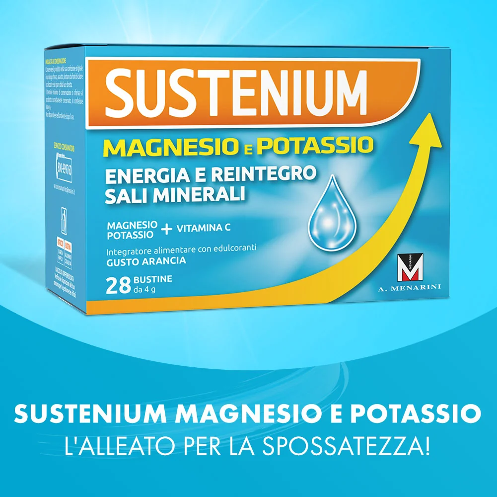 Sustenium Magnesio e Potassio 28 Bustine Contro Stanchezza e Affaticamento
