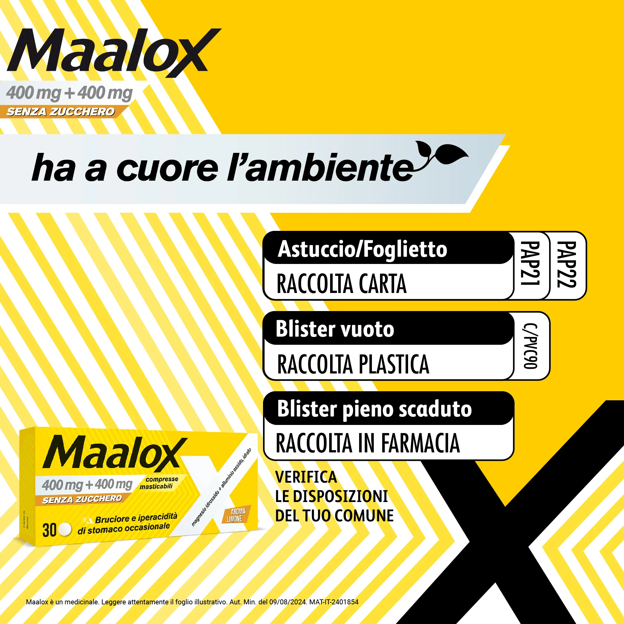 Maalox Senza Zucchero Aroma Limone 30 Compresse Masticabili Antiacido