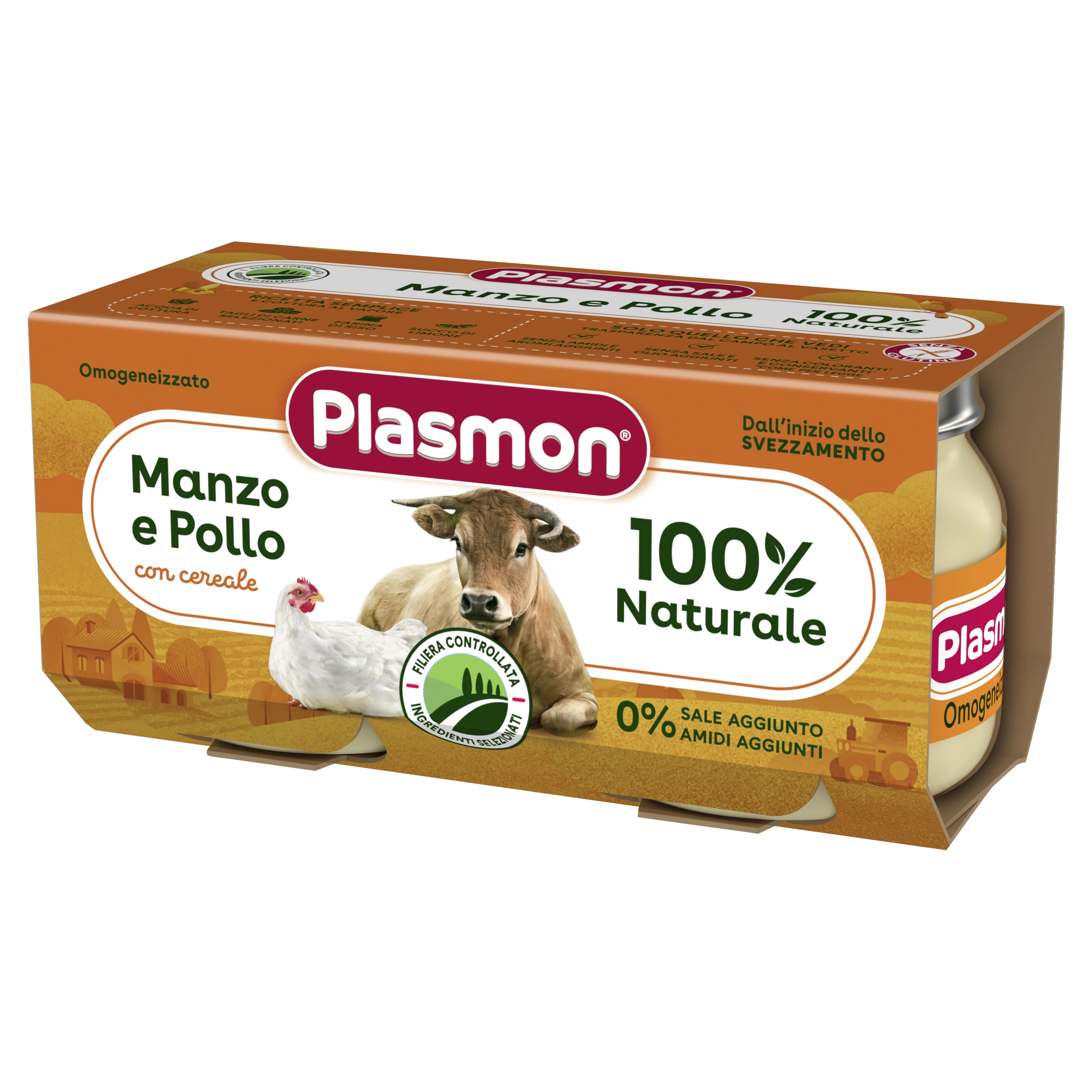 Plasmon Omogeneizzato Pollo E Manzo 2 Vasetti 80 g Alimento per l'infanzia