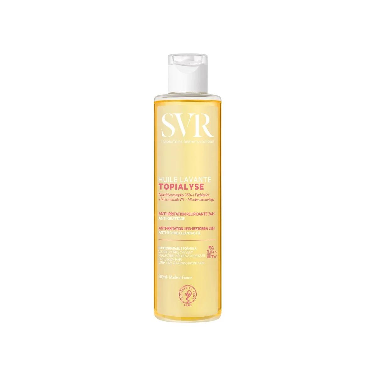 SVR Topialyse Huile Lavant 200 ml Nuova Formula Detergente Anti-Irritazioni Anti-Prurito