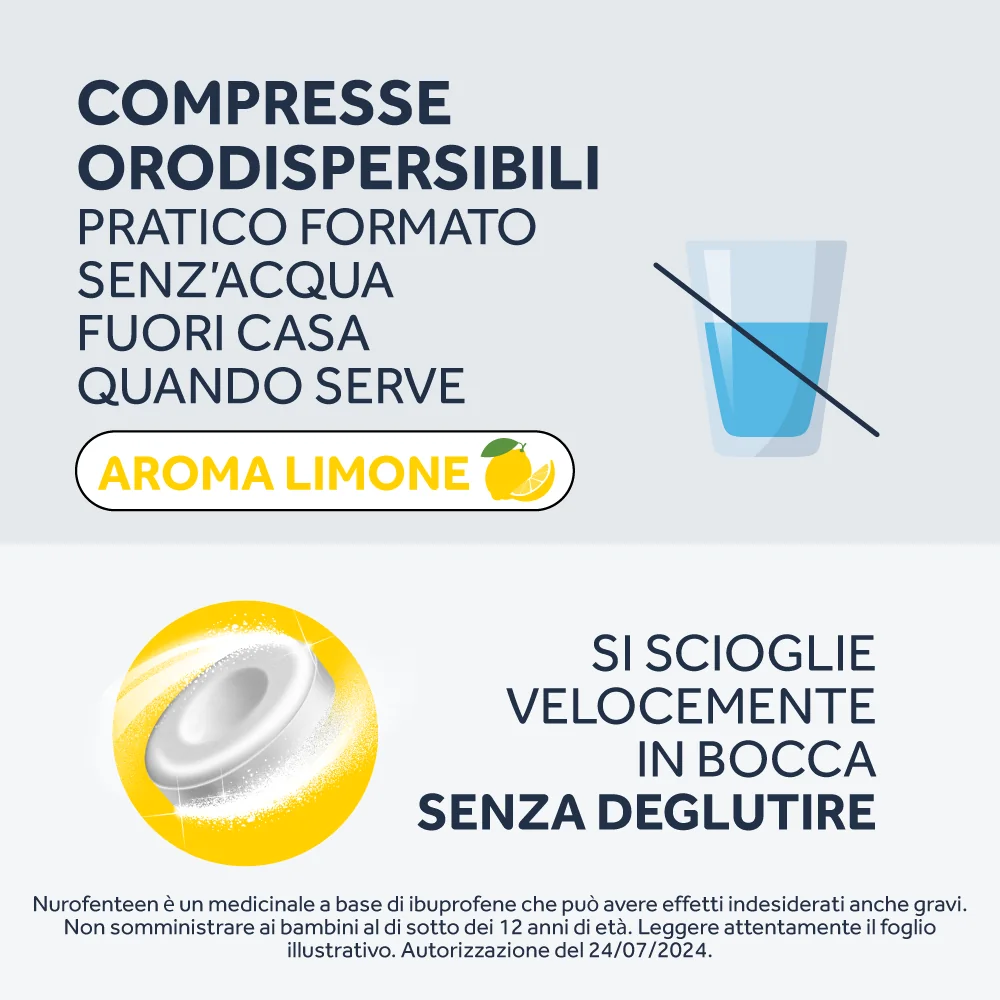 Nurofenteen 200 mg Ibuprofene Analgesico Limone 12 Compresse Orodispersibili Ibuprofene Analgesico