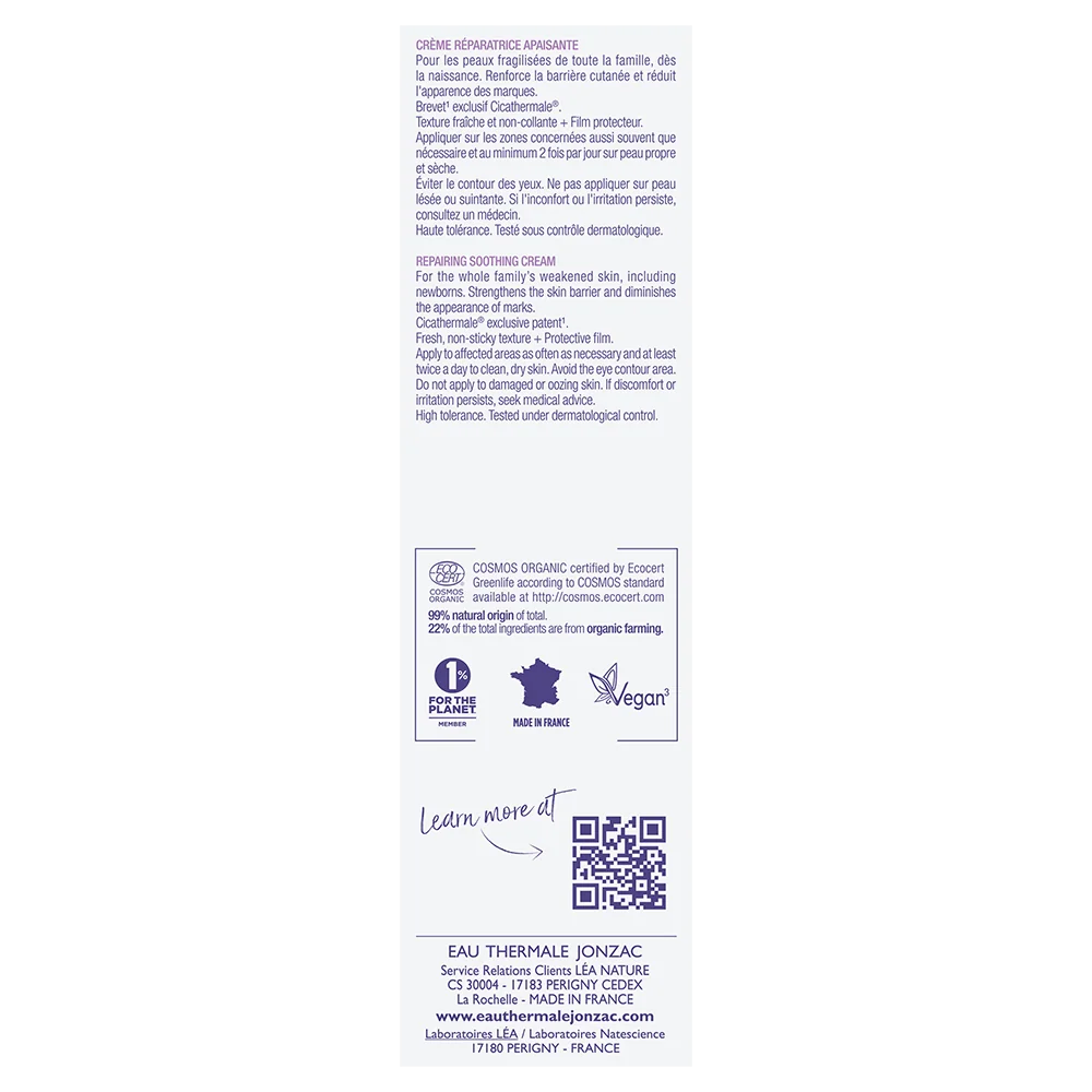 Jonzac Cica+ Crema Riparatrice Lenitiva 40 Ml Pelli Fragili e Irritate