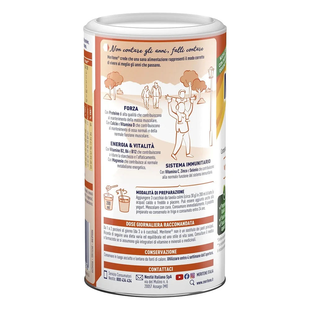 Meritene Forza e Vitalità  Polvere Caffè Integratore Proteine Vitamine e Minerali 270 g Disfagia e Malnutrizione