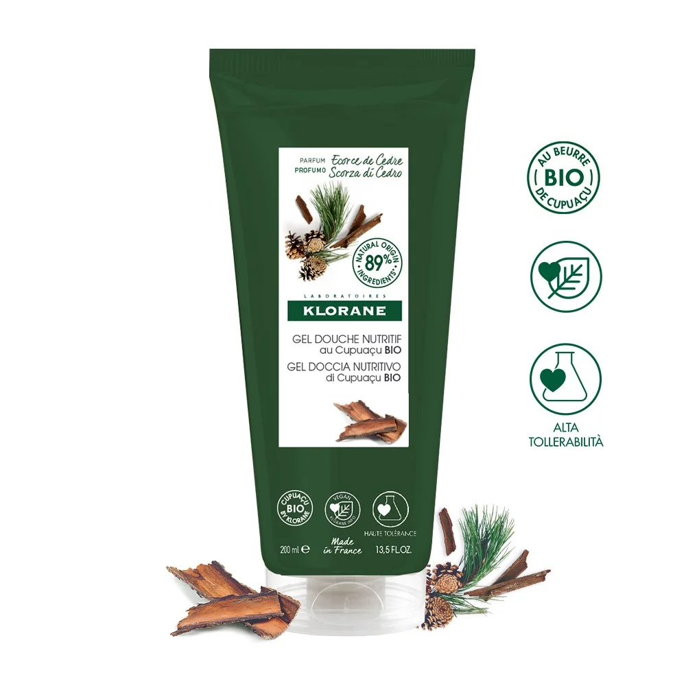 Klorane Gel Doccia Scorza Di Cedro 200 ml Nutritivo ed Energizzante Al Burro Di Cupuacu BIO
