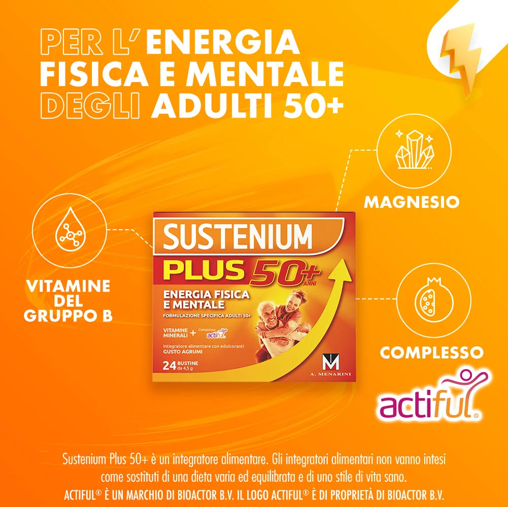 Sustenium Plus 50+ 24 Bustine Formulazione Specifica per Adulti 50+