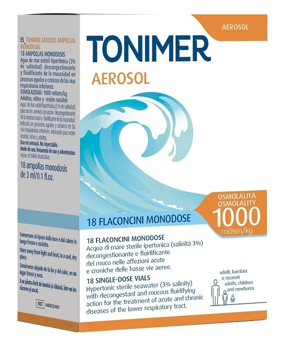 Tonimer Aerosol 1000 Monod.(18 Fl)3Ml Acqua di Mare Ipertonica