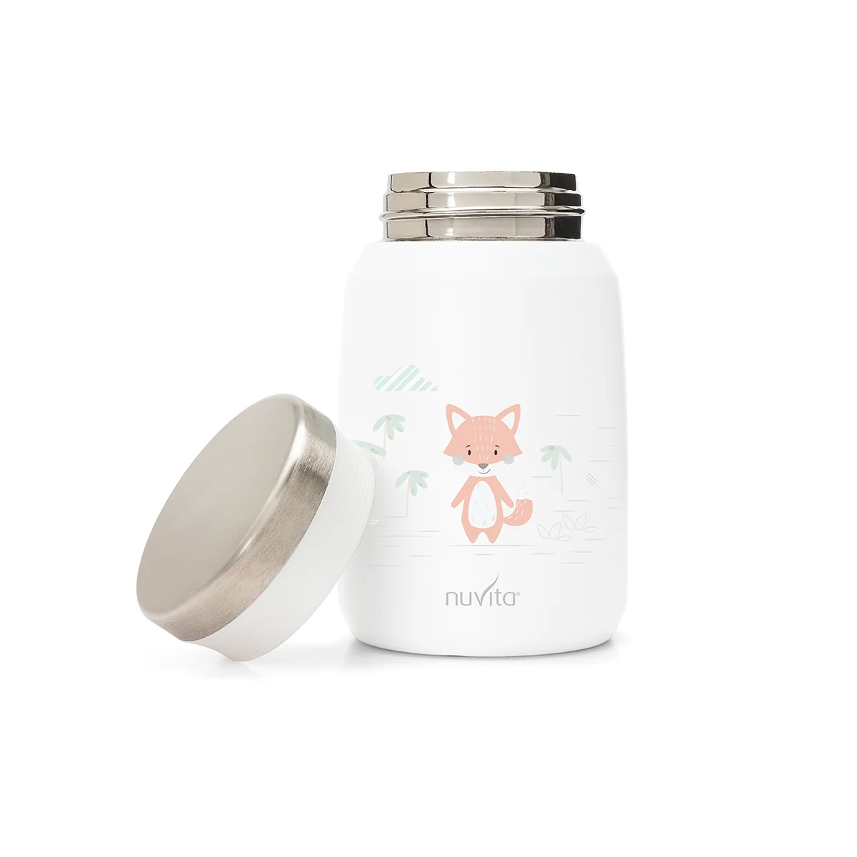 Nuvita Contenitore Termico Acciaio Inox Cibi Liquidi/Solidi Bianco 500 ml Chiusura Ermetica per Pappe e Brodo