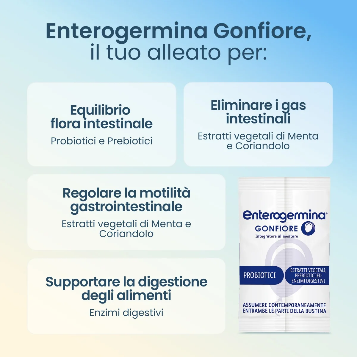 Enterogermina Gonfiore Addominale Integratore Elimina Gas 10 Bustine