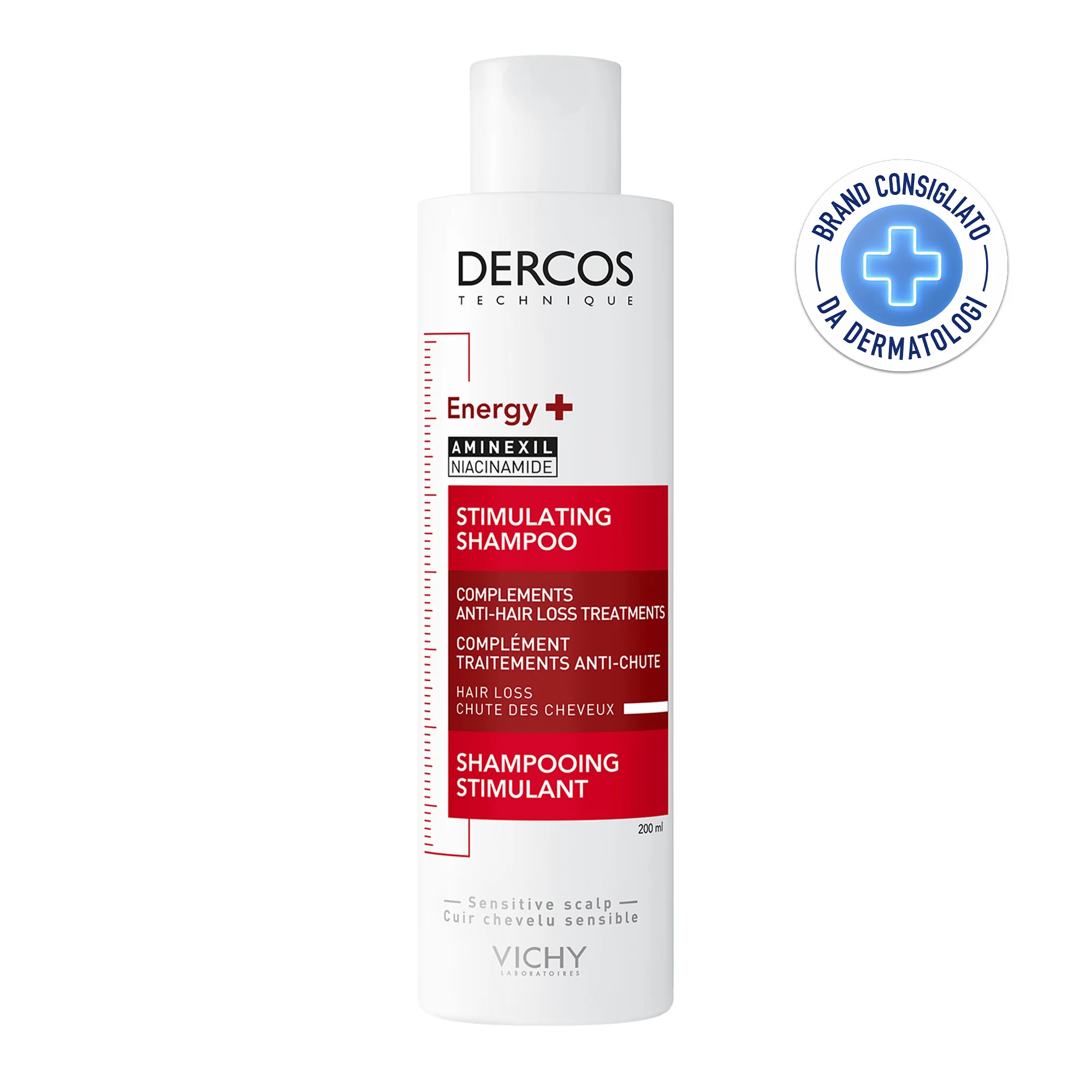 Vichy Dercos Shampoo Energizzante 200 ml Azione Rivitalizzante per Capelli Fragili