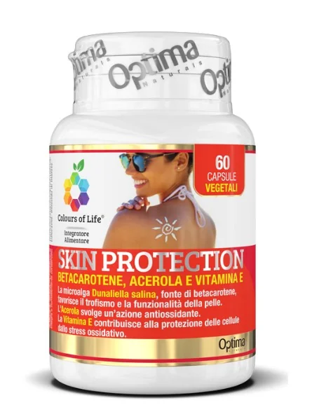 Skin Protection 60 Capsule, 500 Mg Integratore Abbronzatura con Betacarotene, Acerola e Vitamina E