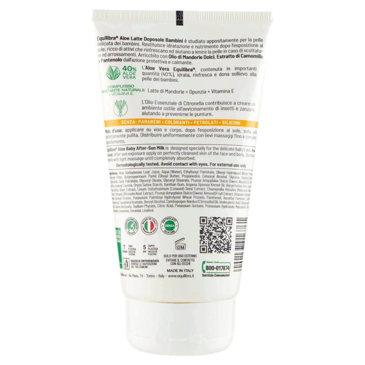 Equilibra Latte Doposole Bambini 150 ml Idratante e Nutriente