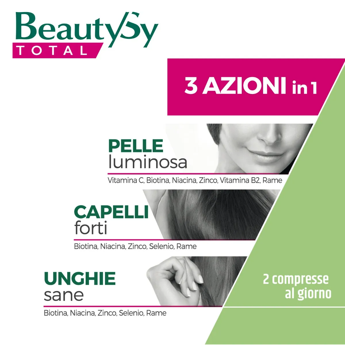 Beauty Sy Tot Vitamine Minerali 60 Compresse Benessere Pelle Unghie e Capelli