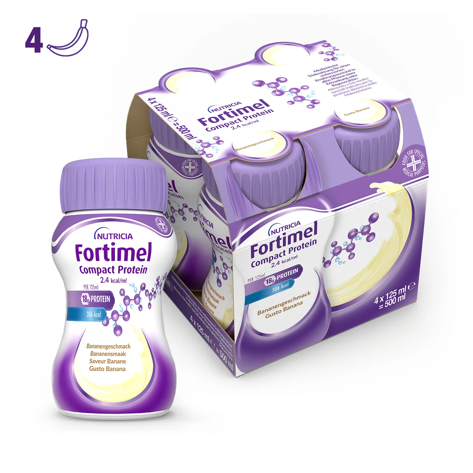 Fortimel Compact Protein Banana 4x125 ml Integratore Proteico