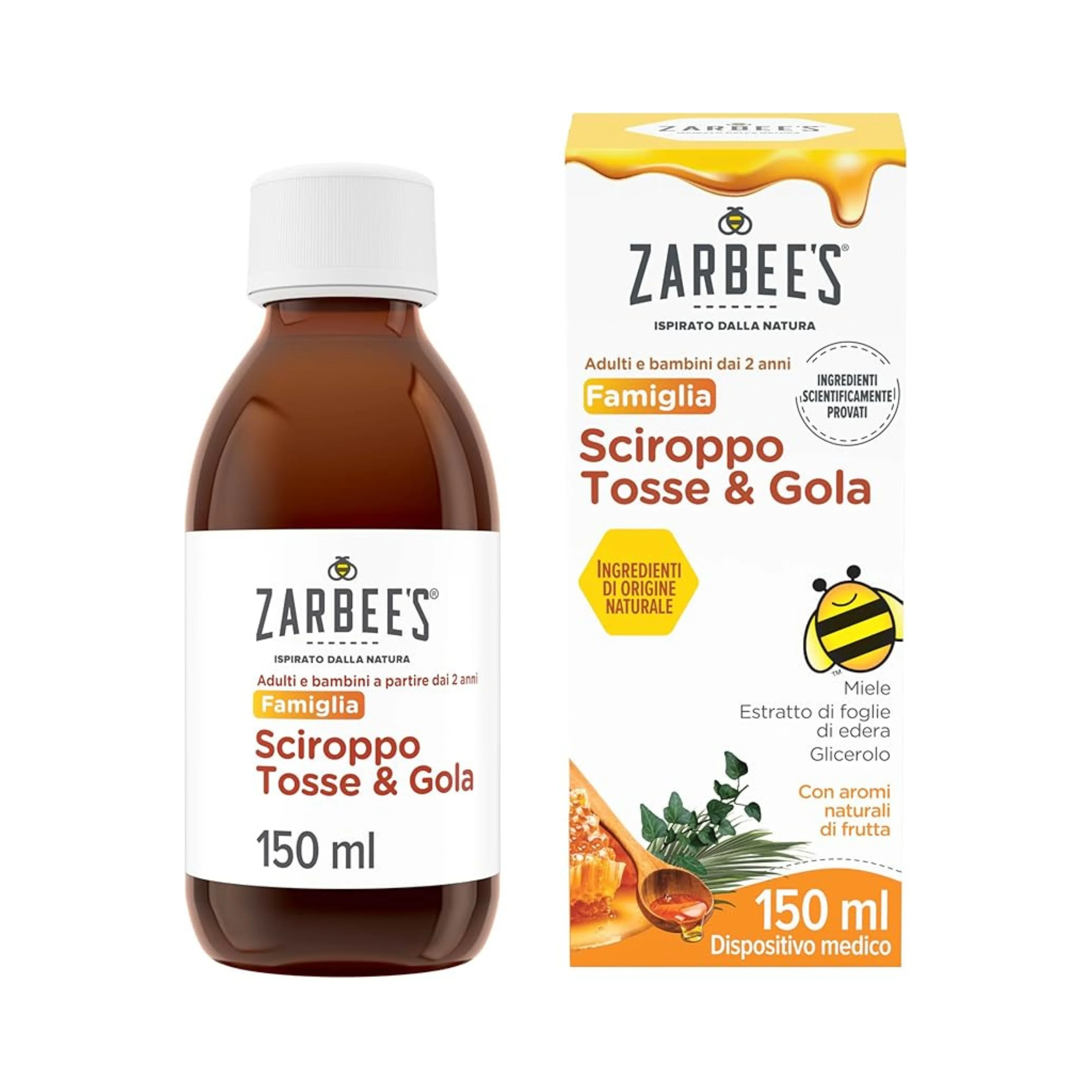 Zarbee's Sciroppo Tosse & Gola 150 ml Sciroppo Tosse  Adulti e Bambini a Partire dai 2 Anni