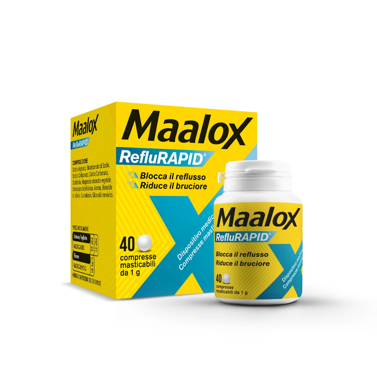 Maalox Reflurapid 40 Compresse Masticabili Reflusso e Acidità