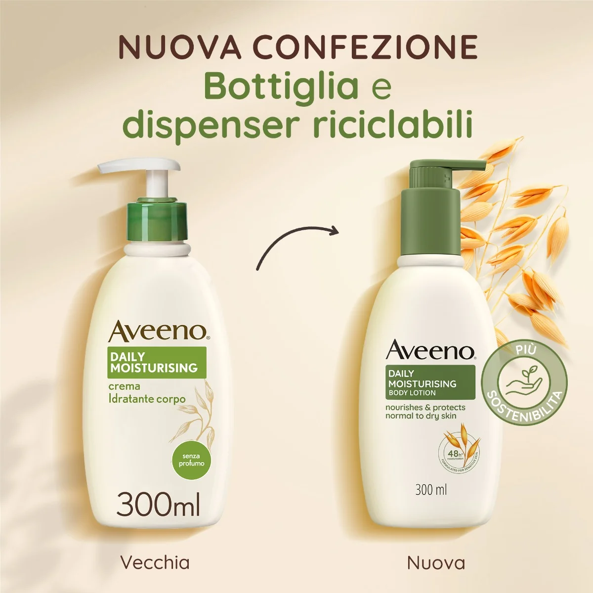 Aveeno Daily Moisturising Crema Idratante Corpo 300 ml Pelle Secca