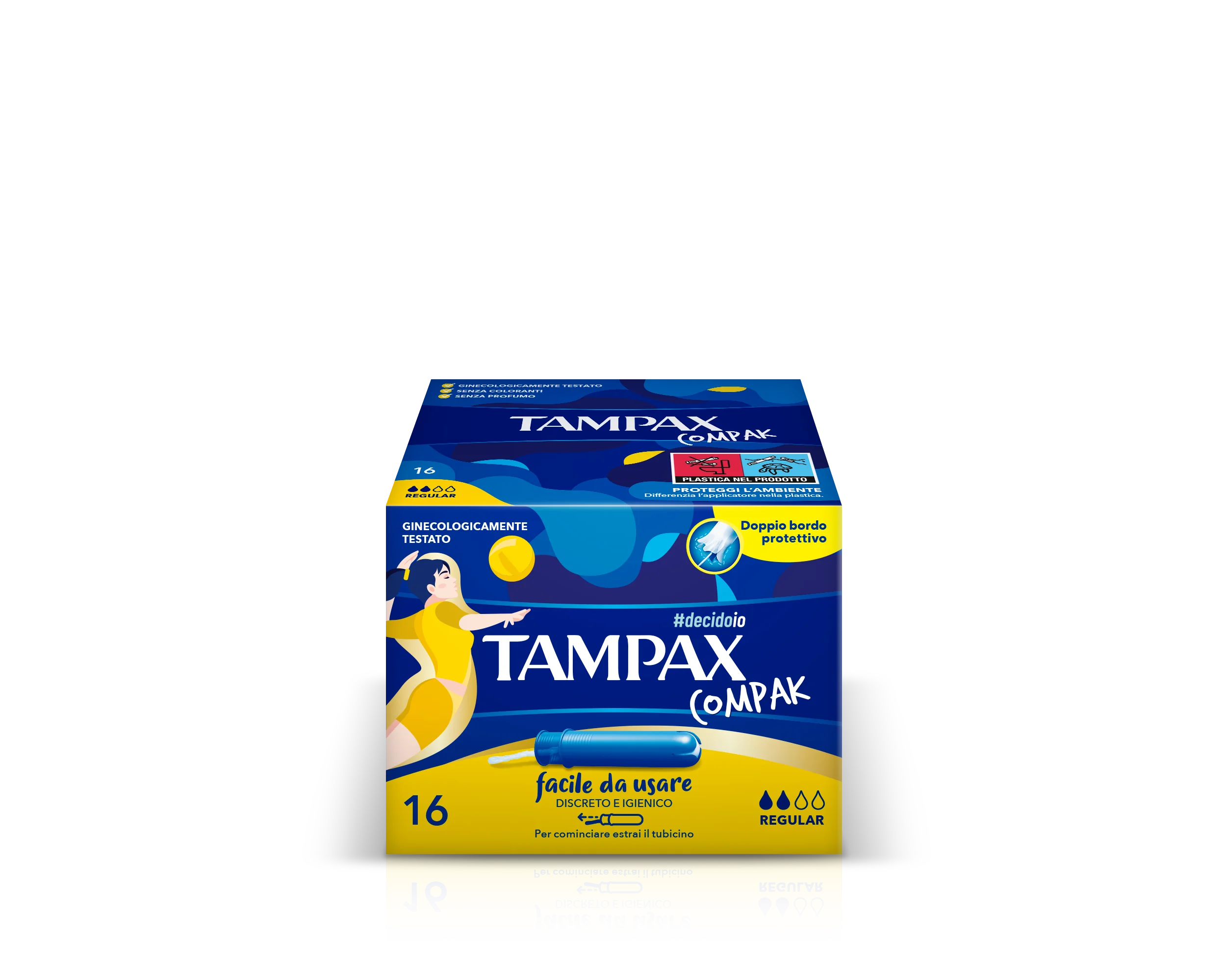 Tampax Compak Regular Assorbenti Interni Flusso Leggero Medio 16 Pezzi Assorbenti Interni