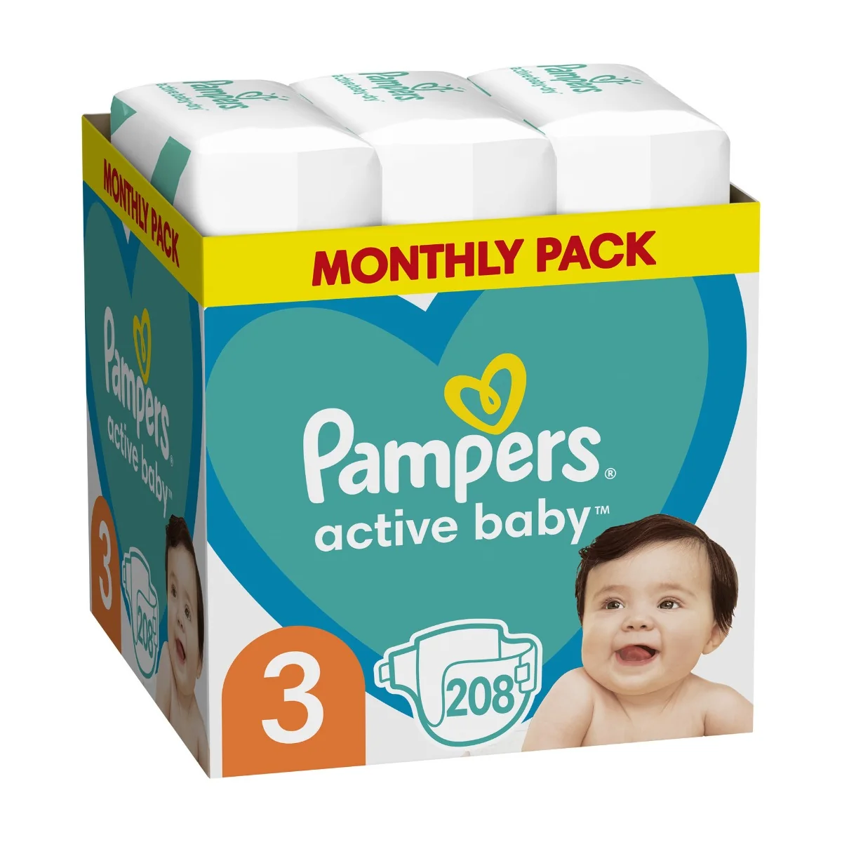 Pampers Active Baby Nappies 3X208 6-10 Kg