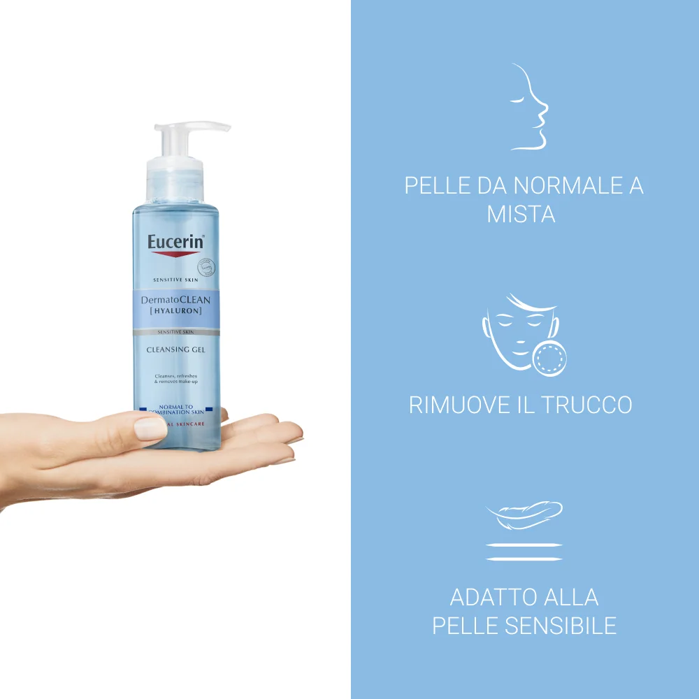 Eucerin DermatoClean Hyaluron Gel Detergente Viso 200 ml Pelle Sensibile