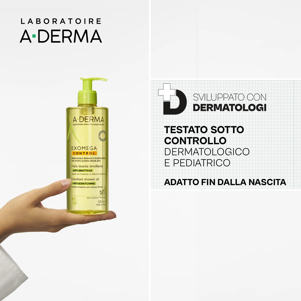 A-Derma Exomega Control Olio Lavante Emolliente  “Anti-Grattage”  500 ml Pelle Secca a Tendenza Atopica