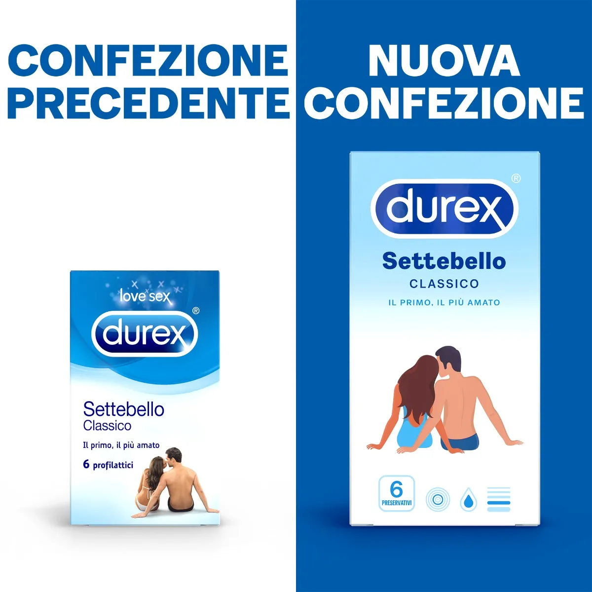 Durex Settebello Classico Preservativi 6 Pezzi Trasparenti in Lattice
