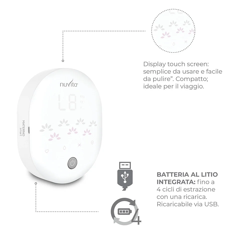 Materno Smart Tiralatte Elettrico 3 Fasi Tiralatte singolo