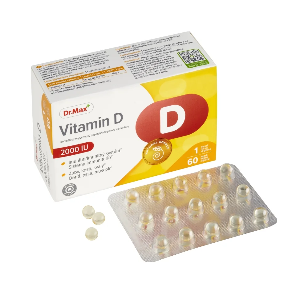 Dr. Max Vitamina D 2000Iu 60 Cpasule Supporta Ossa, Denti, Muscoli e Sistema Immunitario