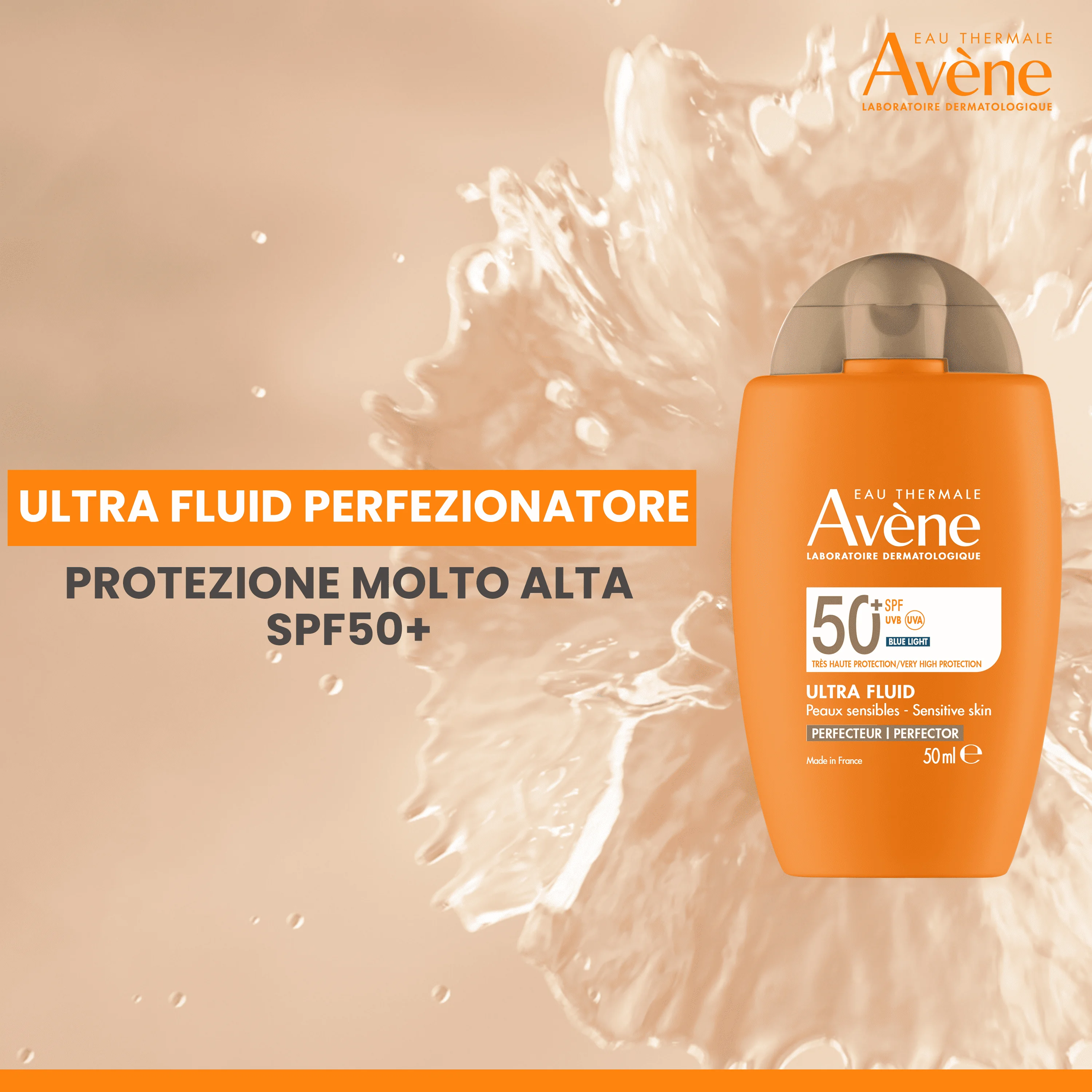 Eau Thermale Avène Ultra Fluid Perfezionatore Protezione molto alta Spf50+ 50 ml Pelle Normale