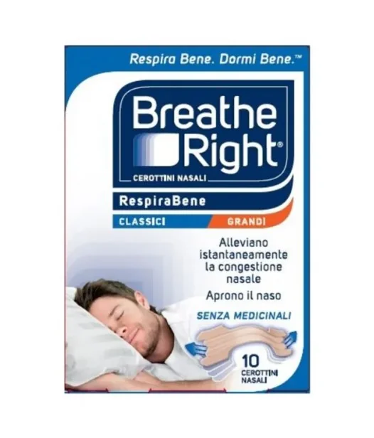 Breathe Right Cerotti Nasali Classici Grandi, 10 Pezzi Cerotti Nasali