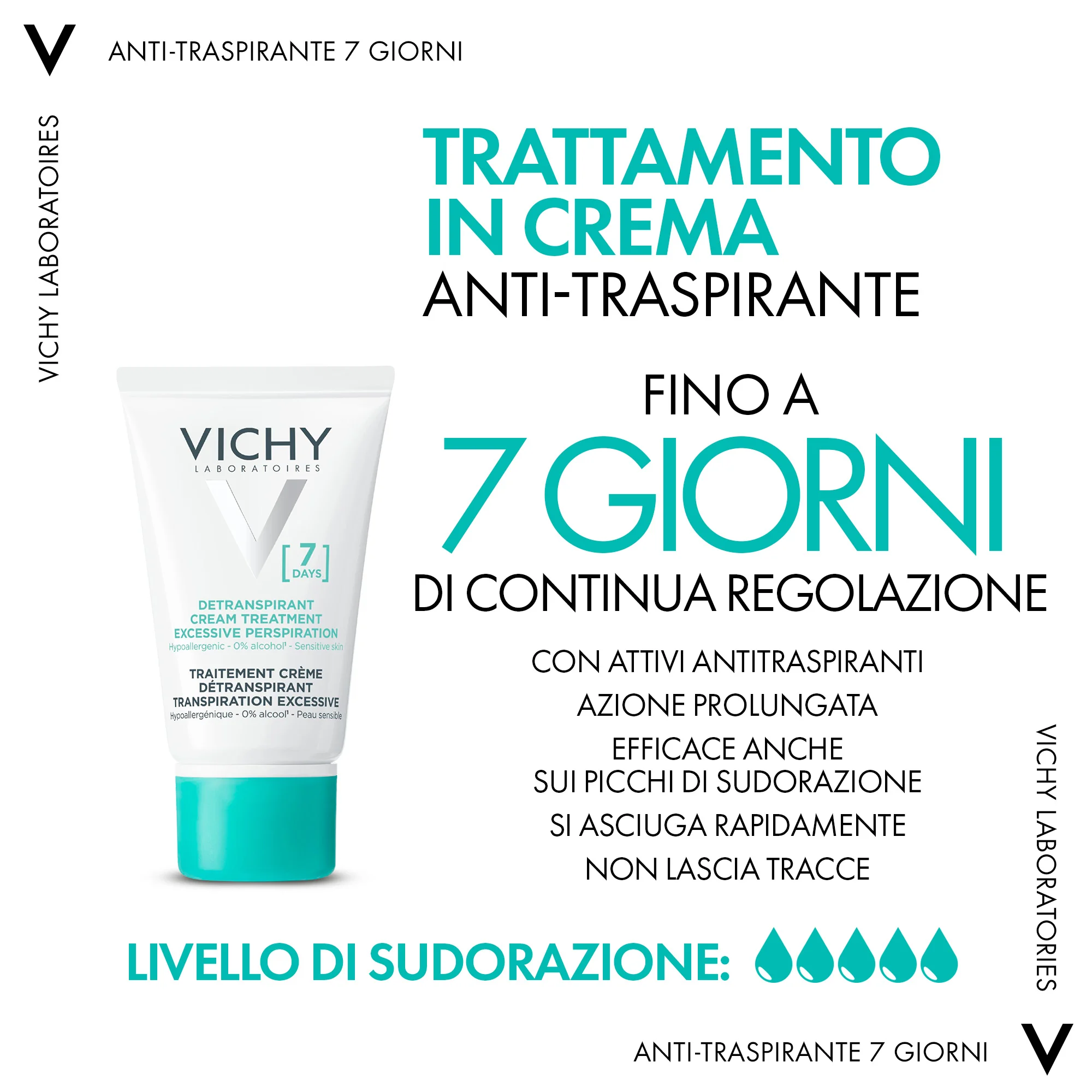 Vichy Deodorante in Crema 30 Ml Antitraspirante per Controllo della Sudorazione a lunga durata