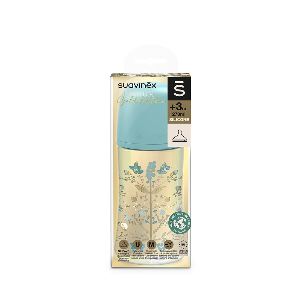 Suavinex Gold Biberon Silicone Azzurro 270 ml