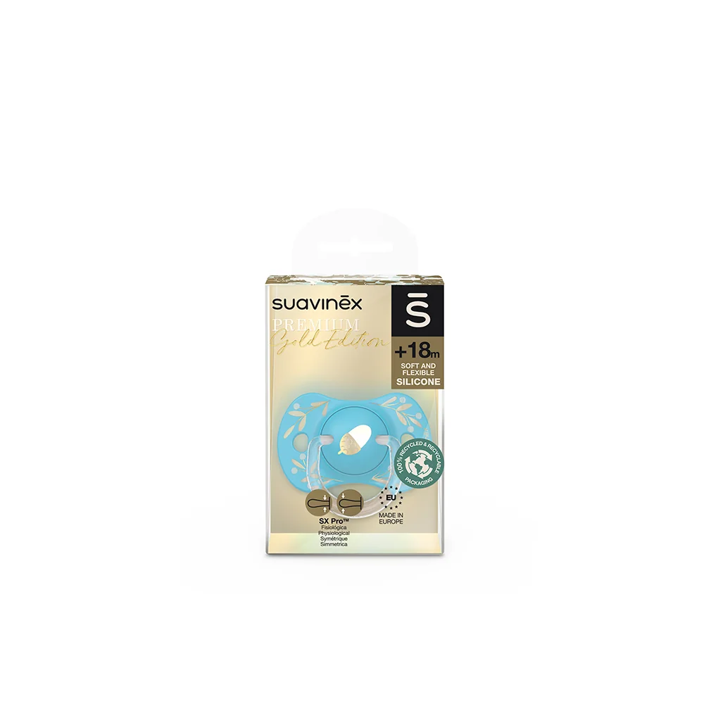Suavinex Gold Succhietto Silicone +18 Mesi Azzurro