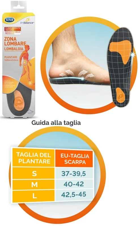 Scholl Zona Lombare Plantare per Lombalgia Taglia M 2 Pezzi