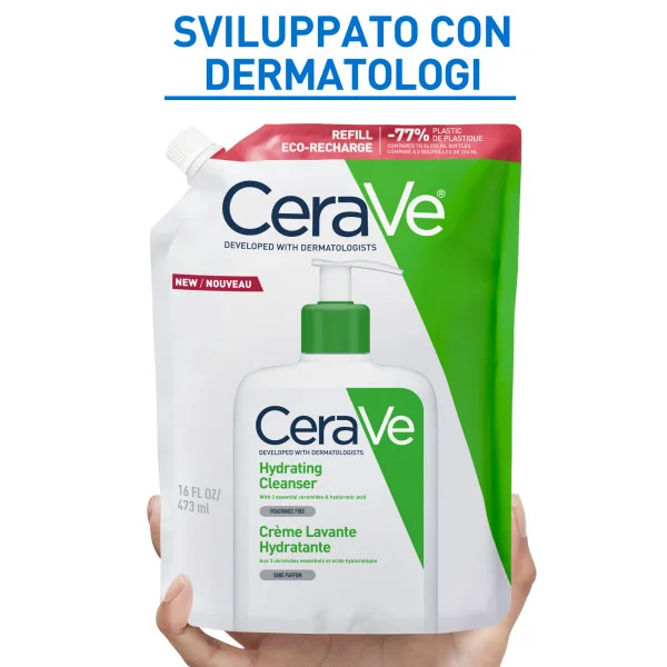Cerave Refill Detergente Idratante 473 ml Ricarica Detergente Viso ad Uso Quotidiano