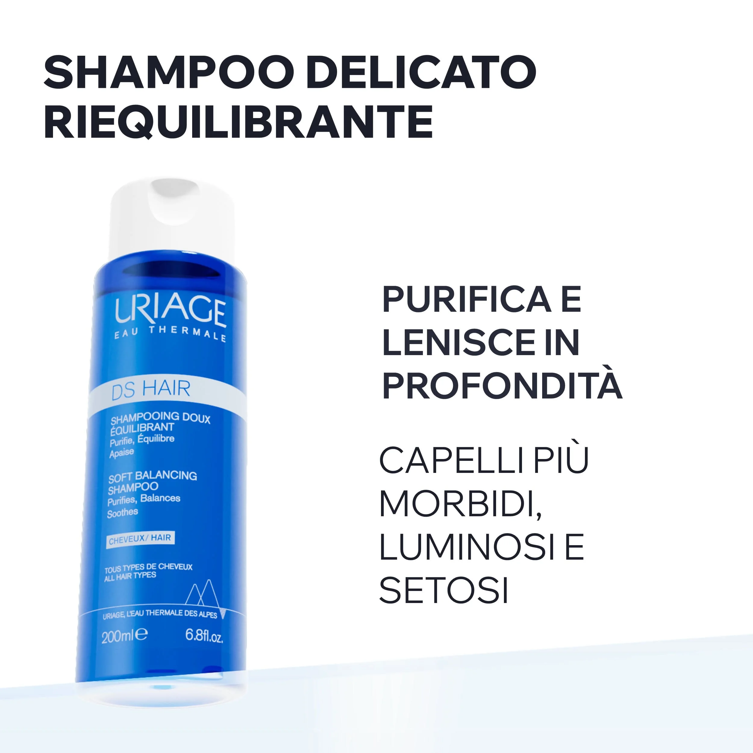 Uriage DS Hair Shampoo Delicato Riequilibrante 200 ml Purifica il Cuoio Capelluto