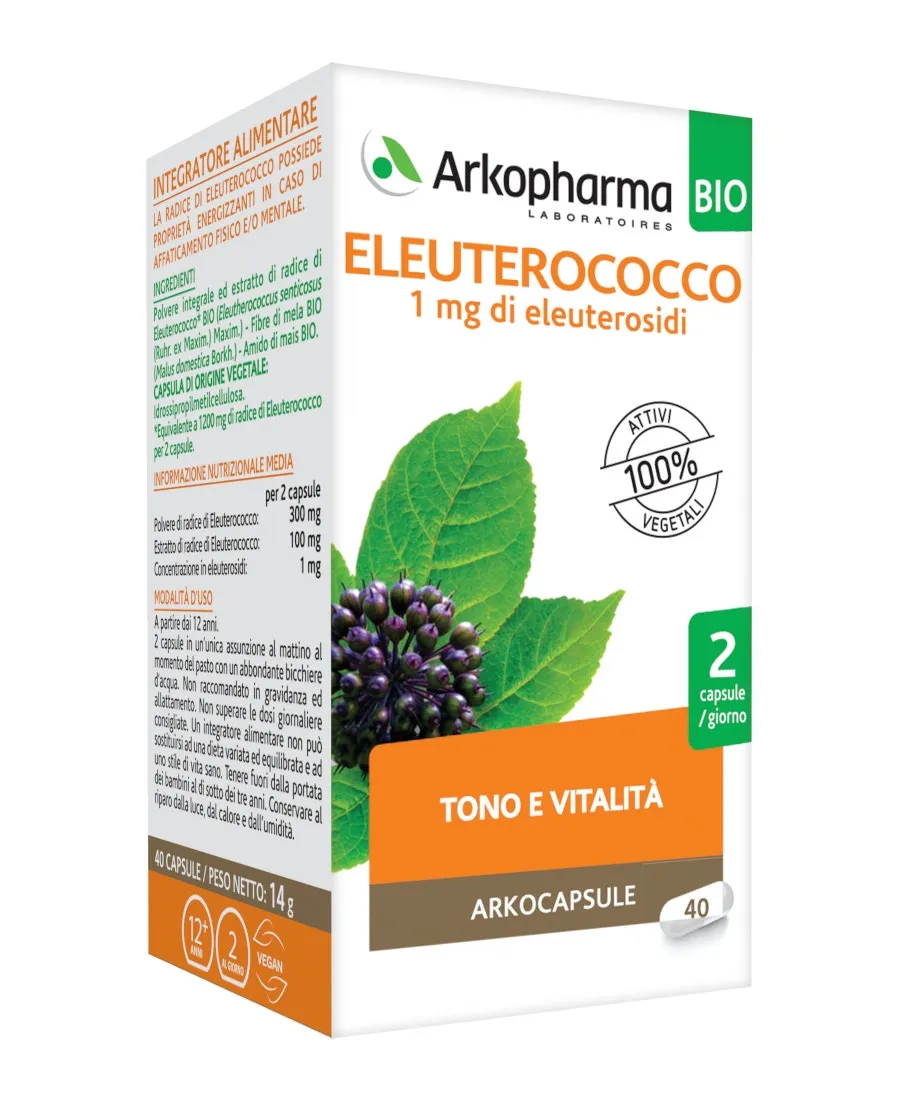 Arkopharma Eleuterococco Bio 40 Capsule Tono e Vitalità